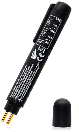 Outzone Brake Fluid Tester, DOT3 DOT4 DOT5.1 Automotive Brake Tester Pen with LED Indicator, Accurate Moisture Water Content Detection Tool for Car Motorcycle Maintenance