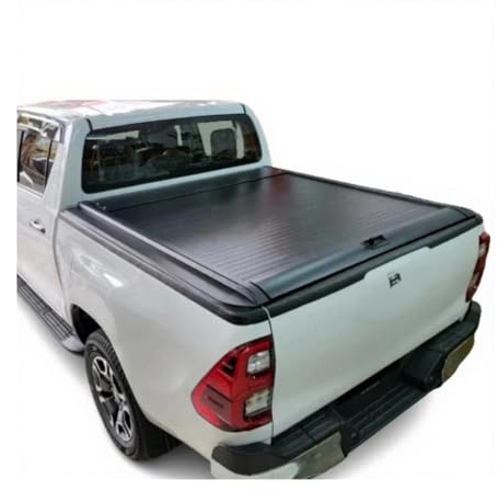 LLNOM Laderaumabdeckungen for Toyota Hilux und Revo Rocco (2015–2023, Doppelkabine) – Manuelle Rollladenabdeckung for den Außenbereich