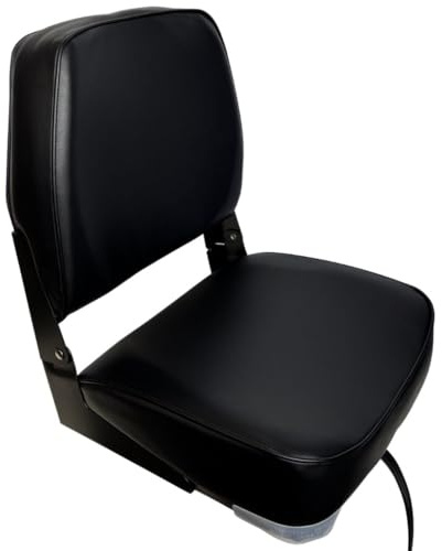 MyBoat Bootssitz Klappbar Economy – Bequemer Bootsstuhl & Angelstuhl für Boot – Klappsitz mit UV-beständigem Vinyl & Polsterung – Ergonomischer Steuerstuhl (Ohne Drehteller) (Schwarz)