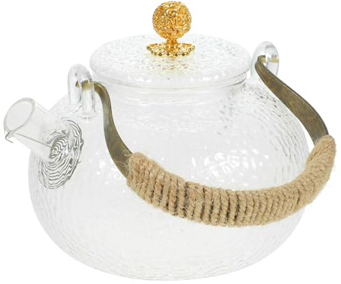 VERDANVERSE Tetera de Vidrio Resistente al Calor Textura Martillada, Capacidad Media, Mango Ergonómico, Hervidor para Calentar Agua y Servir Té en Hogar, Olla de Cristal para Color Aleatorio