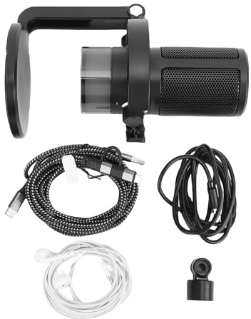 Horett Microfono USB CONDENSATORE con Desktop RGB con INTERFACCIA USB Tipo-C Suono AD Alta SENSIBILITÀ per Registrazione Streaming PC Telefono
