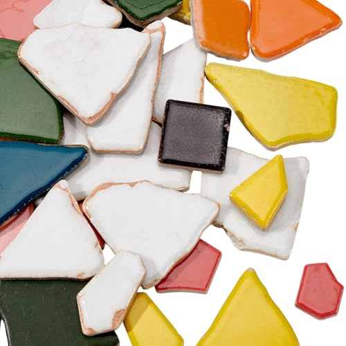 SOFPLATE 500g Porzellanmosaikstücke Unregelmäßige Mosaikfliesen Lose Bruchstücke Keramikfliesen Aus China Zubehör Für DIY Bastelarbeiten Bilderrahmen Teller Blumentöpfe Vasen Tassen Heim Und Badezimme