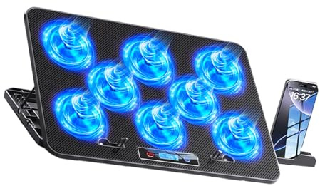 Obotsnoi Silents RGBs - Enfriadores para laptop con 3 modos de velocidad, diseño ergonómico y amplia compatibilidad para portátiles de 14 a 17.3 pulgadas, almohadilla de refrigeración de metal