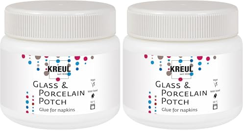 KREUL 49451 - Porzellan Potch Vernice colla trasparente a base d'acqua per tovagliolo su porcellana e vetro vaso da 150 ml (Confezione da 2)