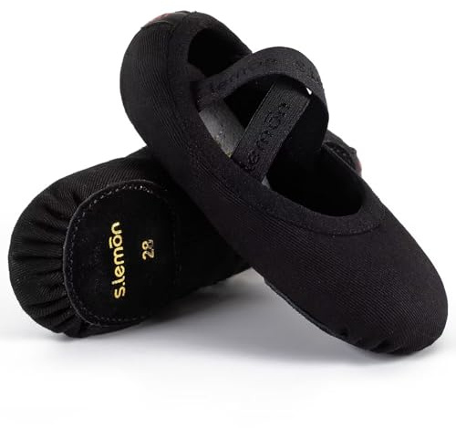 s.lemon Mädchen Ballet Schuhe,Rosa Strecken Ballettschuhe Damen Elastisch Ballettschläppchen Schwarz 35