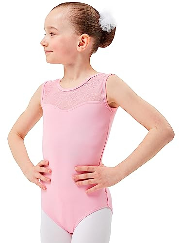 tanzmuster Ballettanzug Mädchen ärmellos - Cora - aus weichem Baumwollmaterial mit Spitzeneinsatz vorn fürs Kinder Ballett