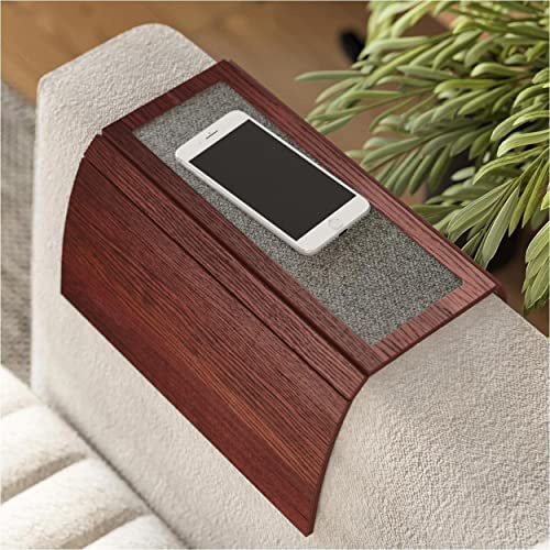 EWART WOODS Armauflagen aus Holz Sofa Armlehnenschoner Tisch für Sofa Holz Untersetzer Ablage mit Stoff
