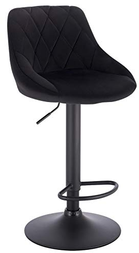 WOLTU 1er Barhocker Barstuhl, Gute gepolsterte Sitzfläche aus Samt, Höhenverstellbar, 360° Drehbar, Farbwahl, in Schwarz