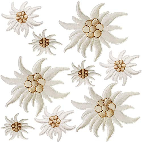 alles-meine.de GmbH 3 * 3 Stück Bügelbilder/Applikation/Aufbügler - Alpen - Edelweiß - Blume - 7,2 cm * 6 cm - Aufnäher/gewebte Flicken - zum Aufbügeln Aufkleben Aufnähen..