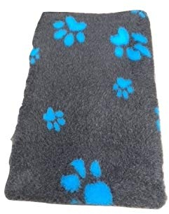 Topmast Vet Bed Hundedecke Doppelpack XXL 2x150/100cm XXL-Vet Bed grau/blau mit Pfoten - mit Latex Anti-Rutsch, waschbar bis 40 Grad, Autodecke, Wurfdecke