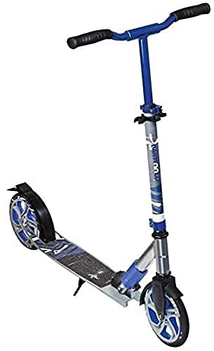 muuwmi Aluminium Scooter Deluxe – Tretroller, 205 mm, ABEC 7, für Kinder und Erwachsene, GS geprüft, höhenverstellbar, grau-blau