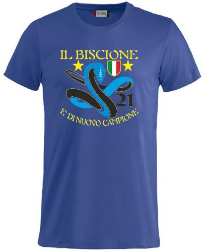 BrolloGroup T-Shirt Scudetto Internazionale Il Biscione e' di Nuovo Campione Maglietta Campioni d'Italia 2025/2026 Seconda Stella 21 Scudetti Calcio Serie A PS 27431-INT-02