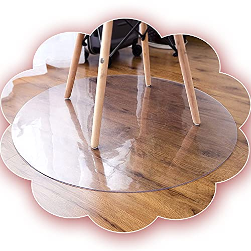 KDDEON wasserdichte 2mm Dicke PVC-Runde Computer-Bürostuhl Unterlage,Bodenschutzmatte Transparent für Hartböden,Teppich,Schreibtischstuhlmatte Fliesen Bodenunterlage,Anpassbar (60cm/24in)