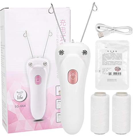 Epilatore Elettrico con Filo di Cotone, Macchina per la Depilazione del Corpo Facciale, Dispositivo per la Depilazione Fisica per Viso, Gambe e Braccia(rosa)