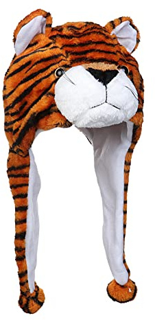 JK Home Chapeau d'Hiver Bonnet Animal en Peluche Tigre