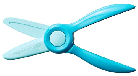 Fiskars barnsax, För barn över 2 år, Lär in rörelserna för klippning, Längd: 13 cm, Blad och handtag av plast, Blågrön, Starter, 1064066