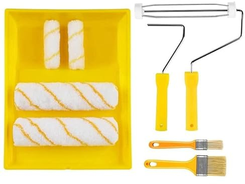 Farbroller Paint Roller Pinsels Kit Mini-Farbschale Set Mikrofaser-Rollenabdeckungen for Innenwandgemälde Reparaturbürste 10 Stück (Color : Creamy White)