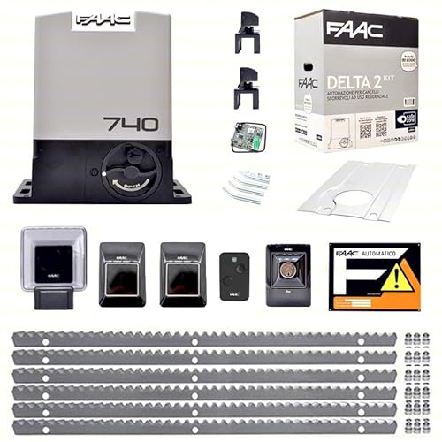 FAAC DELTA 2 740 KIT Automazione Cancello Scorrevole - Motore 500 Kg con 6 Metri Cremagliera Metallo Zincato 230V