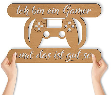 Ich bin ein Gamer Gaming Schild Geschenk Türschild Holz Deko basteln Tür Wand Wandschild