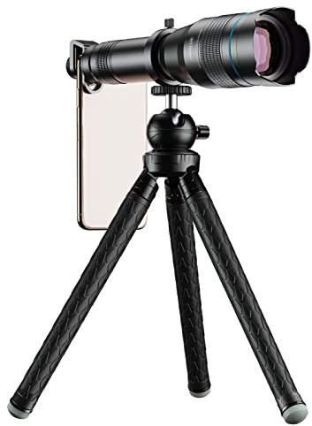 VBESTLIFE 60x Telephoto Lens, HD Large Aperture Objective Lens Mobile Phone Telephoto Lens, with Tripod, for Hunting Hiking Bird Watching Camping, Lightweight Professional Telephoto Lens