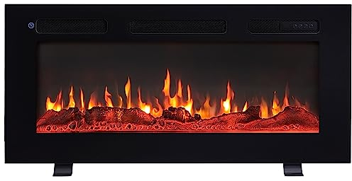 BALDERIA Elektrokamin Leif 36'' | Elektrischer 3 in 1 Stand-, Wand- oder Einbaukamin 3D-Flammeneffekt | Elektro Heizung 1800W | Kamin mit Fernbedienung, Startsteuerung, Timer & Thermostat | Schwarz