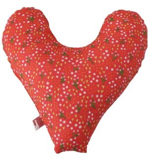 POWER INN Brustkissen Hope ca. 32x34cm | Herzkissen als Schmerzlinderung nach Mastektomie | weiches Unterarm- oder Achselkissen | 100% Baumwolle (Rot - Blumen)