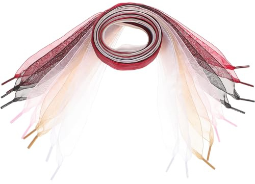 Holibanna 5 Uds Cordones Planos de Zapatos de Gasa y Organza para Zapatillas de Deporte - Cinta de Colores Casual