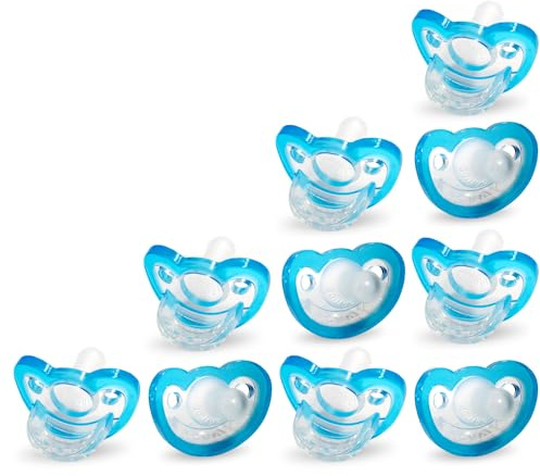 RaZbaby Jollypop Pacifier for Babies 3 Months and Up, USA Made, Natural Shaped Orthodontic Binky, Lovingly Shared in NICUs & Hospitals Worldwide, Medical-Grade 100% BPA-Free - 4 Pack - Blue