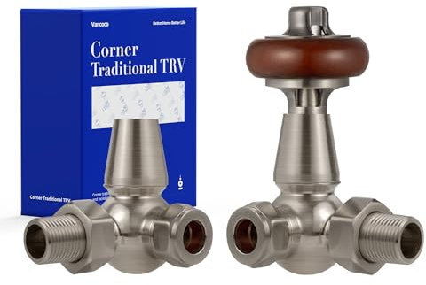 VANCOCO Satin Nickel Corner TRV & Lockshield Pair 1/2×15mm