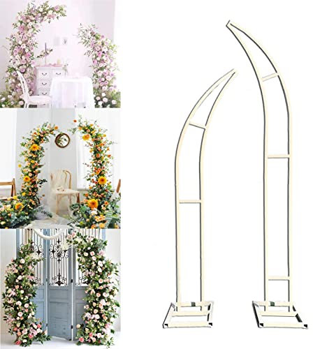 json2xml 2pcs Moon Shape Garden Arch,Ceremony Wedding Arches Backdrop Stand Set With 5pcs Floral Tools Kit,For Weddings Backdrop Party Event Decoration,3 Color/3 Size Combinations,White-5.9ft+6.8ft
