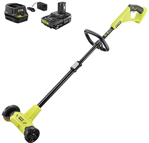 RYOBI ONE+ 18V Patio Cleaner with Wire Brush Edger with 2.0 Ah Battery and Charger