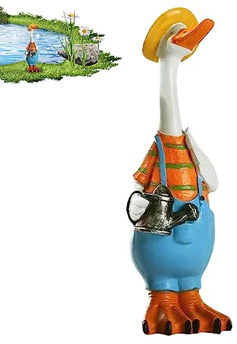 Fukamou Deko Garten Enten Figuren | Tiere Ornament Gartenfigur Für Außen | Harz Statue Für Terrasse, Rasen, Hofdekoration | 1 Stück