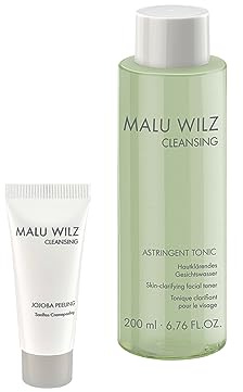 Malu Wilz Bundle Astringent Tonic & Mini Size Jojoba Peeling 10ml I Gesichtswasser mit Hefeproteinen & erfrischendem Pfefferminzöl + Gesichtspeeling