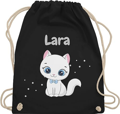 Turnbeutel Rucksack - Süße Katze Katzen Katzenmotiv Cat Cats - Unisize - Schwarz - name katzenmotiven with beutel kindergarten katzenliebhaberin stoffbeutel tasche katzenbesitzerin stoffturnbeutel