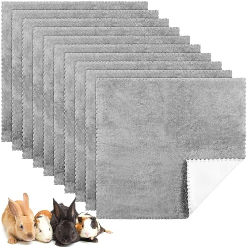 Panelee 10 Stück Waschbare Haustier Decken für Hunde Meerschweinchen Hase Katze Wasserdichtes Kleintier PIPI Pad Wiederverwendbare Schlafmatte Saugfähige Käfig Einlagen (Grau, 11 x 12 Inch) | Wasserdichtes PIPI Pad, Wiederverwendbare Schlafmatte, Saugfähige Käfig Einlagen, für Hunde Meerschweinchen Hase Katze