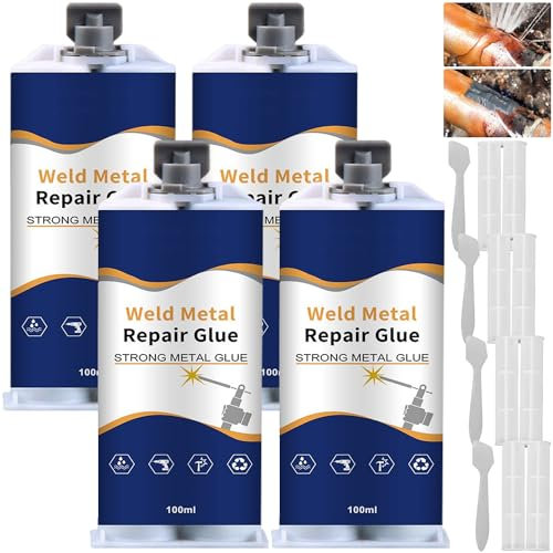 Weld Metal Repair Glue Heavy Duty, Strong Casting Glue for Metal and Plastic, Powerful Solder Multi-Material Repair Adhesive, High Strength Metal Glue All Purpose Repair Glue with Scraper (400ML)