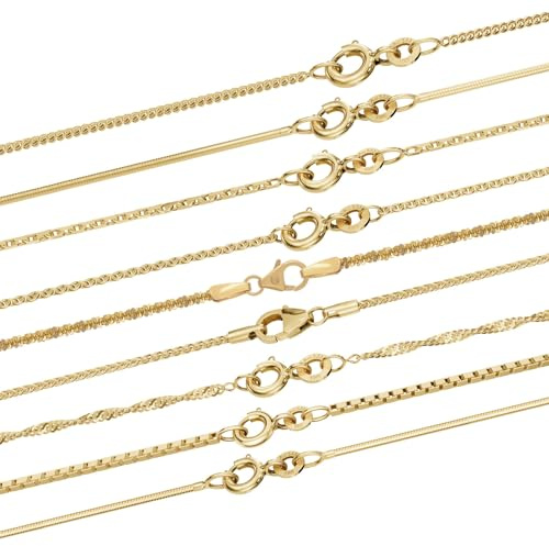 hoplo holzenplotz Edle feine dünne filigrane Goldkette massiv 333-8 Karat Gold Halskette
