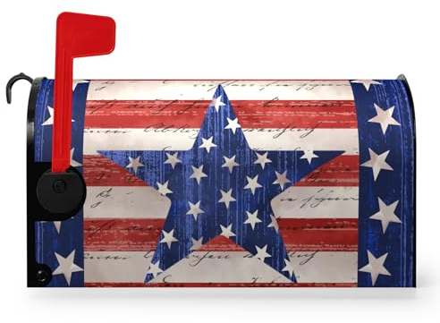 Dacawin America Flag Mailbox Cover Magnetic Patriotic Star Mail Box Wrap 4th of July Memorial Letter Post Box Cover Independence Day Mailbox Covers for Outside Garden Yard Home 21 X 18 Inch