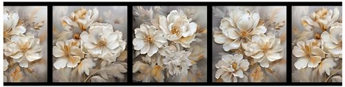 wandmotiv24 Fototapete panorama weiße Blüten, Collage, selbstklebende Strukturtapete 260g - Klein (200x50cm) M0019