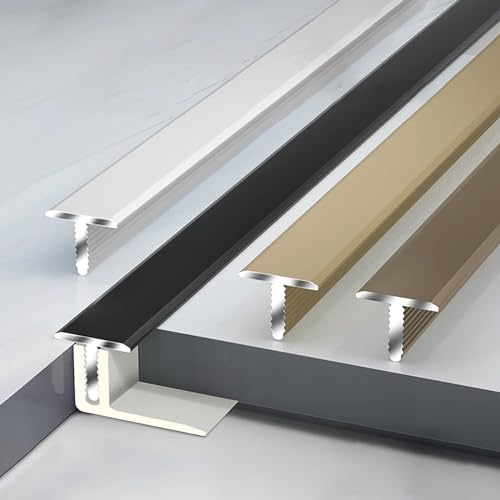 Raouoae Fliesenschiene Winkelprofil Aluminiumlegierung 135CM*2 Stück Übergangsprofil Bodenübergangsleiste Tür-T-Formschwelle Breite Metall-Kantenleiste Winkelprofil(Gold,W:18MM)