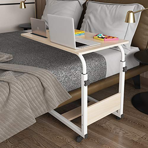 Table de lit réglable avec roulettes verrouillables – Plateau médical mobile roulant pour personnes âgées alitées, lecture, repas – Table d'appoint de lit réglable en hauteur
