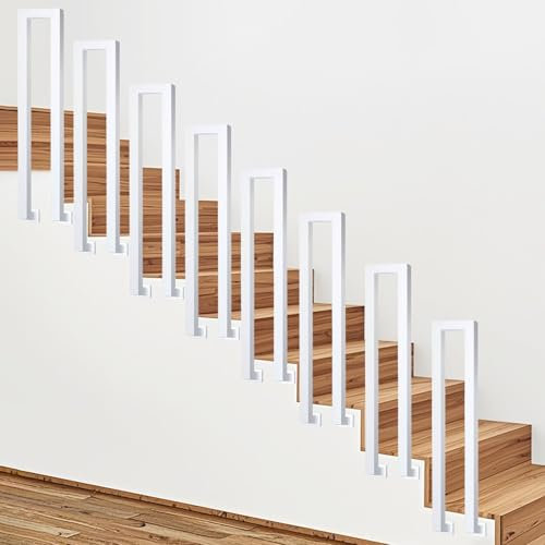 Ogimeka Ringhiera per Scale Interne, Corrimano per Scale Interne a Forma di U, Ringhiera a U, Corrimano Scale per Ville, Balconi, Corridoi, Appartamenti, Interni (Bianco - Montaggio laterale, 55x20cm)