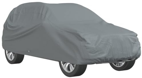 vidaXL Autoabdeckung, Abdeckplane mit Sicherheits-Ösen Kanten, Vollgarage für SUV, Ganzgarage Autogarage Schutzhülle, Grau M Vliesstoff