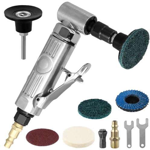 QWORK® Druckluftschleifer 90° Winkelschleifer mit 50mm Schleifscheiben - 12000 U/min - 1/4 Schnellanschluss - für Präzisionspolieren und -Schleifen