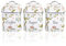 VQ Laura Ashley Tea Coffee and Sugar Canisters Set of 3 Stainless Steel Tea Sugar and Coffee Containers Set with Removable Lids - Printed Storage Jars & Kitchen Canisters - Elveden White