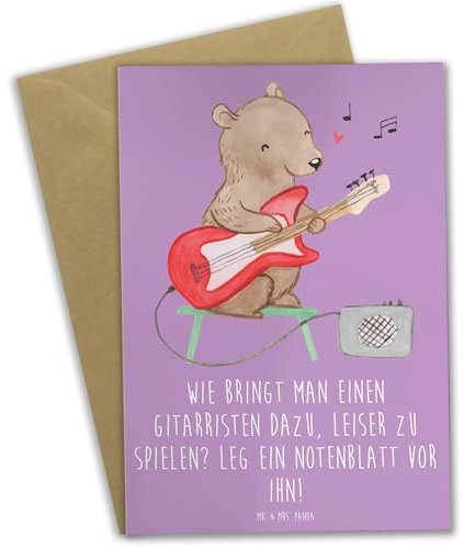 Mr. & Mrs. Panda Grußkarte Gitarren Trick - Geschenk, Abenteuer, Abschluss, Karte, Akustik, Elektrisch, Instrument, Liebe, Ostern, Freiheit, Geschenkideen, Weihnachten, Musik, Frau
