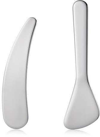 JJUNW 2 espátulas cosméticas de acero inoxidable pequeñas espátulas cosméticas | Mini espátula de maquillaje de metal reutilizable para crema facial crema máscara facial lociones humectantes (plata 1)