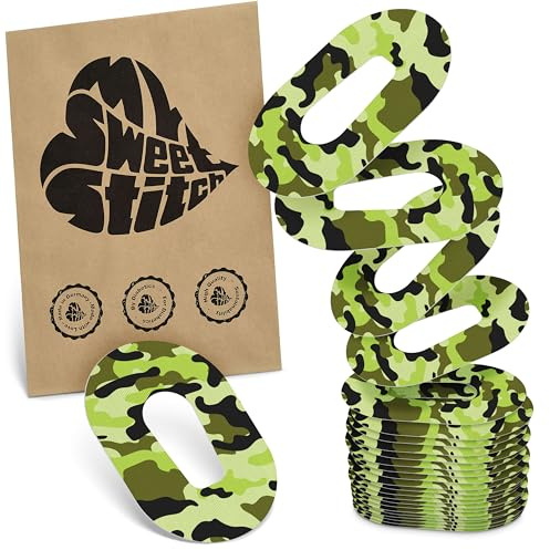 MySweetStitch Dexcom G6 Lot de 25 pansements overpatch Ø 70 x 55 mm, imperméables, respirants, doux pour la peau, fabriqués en Allemagne, camouflage