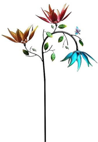 Spinner de Viento de Girasol de Metal - Escultura de Viento Colorida para Exteriores, Spinner de Viento de Flores Decorativas para jardín | Decoraciones Modernas de jardín, Escultura de Viento de