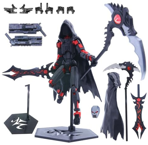 T13 Death Action Figure With Cape Dummy, 3D Printed Movable Articulated Figurine Robot Toy, DIY Assembled Model Ornaments
